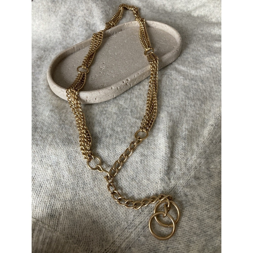 Gold Tone Chain Belt Link Chain Layered Runway Couture Loose‎ Fit Adjustable